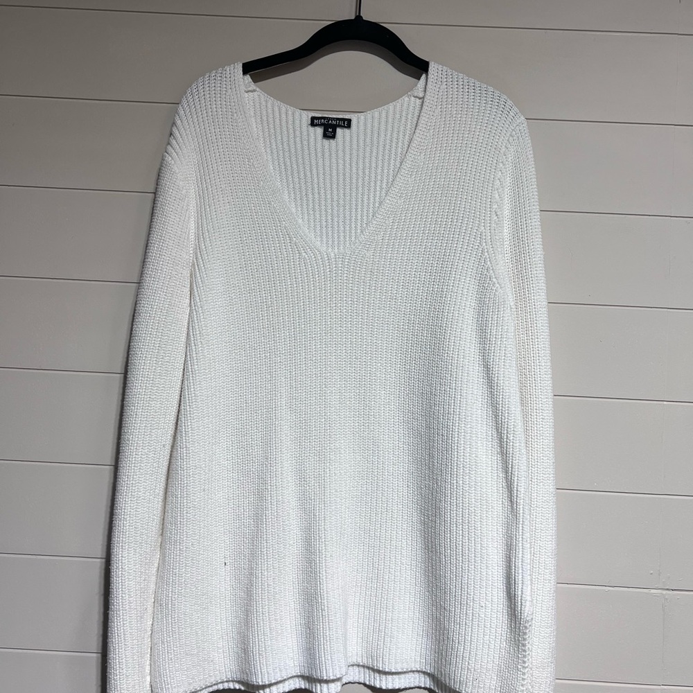 White V-Neck Sweater